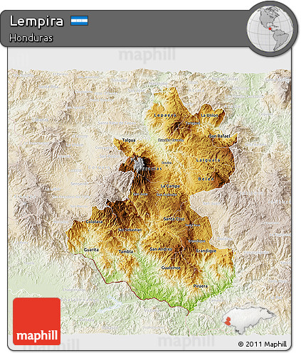 Physical 3D Map of Lempira, lighten
