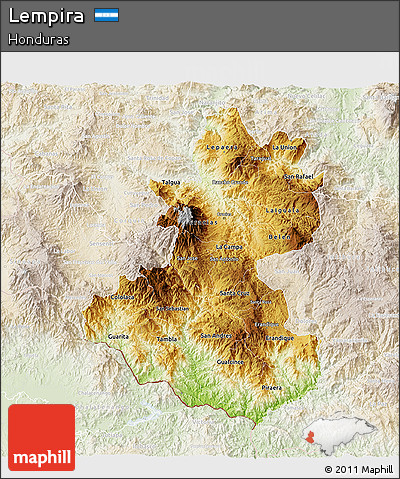 Physical 3D Map of Lempira, lighten