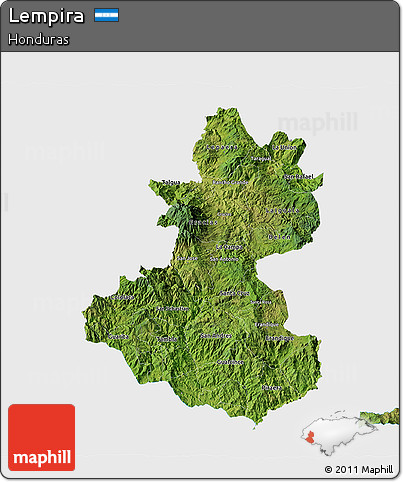Satellite 3D Map of Lempira, single color outside