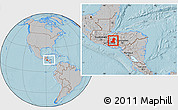 Gray Location Map of Lempira, within the entire country, hill shading