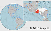 Gray Location Map of Lempira, highlighted country, hill shading