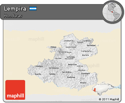 Classic Style Panoramic Map of Lempira, single color outside