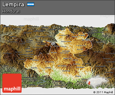 Physical Panoramic Map of Lempira, darken