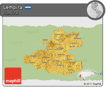 Savanna Style Panoramic Map of Lempira, single color outside
