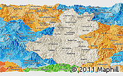 Shaded Relief Panoramic Map of Lempira, political shades outside
