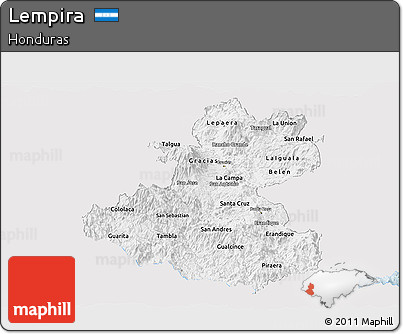 Silver Style Panoramic Map of Lempira, single color outside