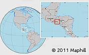 Gray Location Map of Piraera, within the entire country