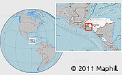 Gray Location Map of Piraera, highlighted country, highlighted parent region, hill shading