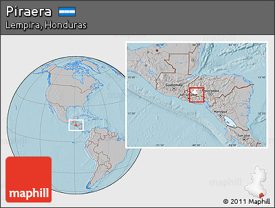 Gray Location Map of Piraera, highlighted parent region, hill shading