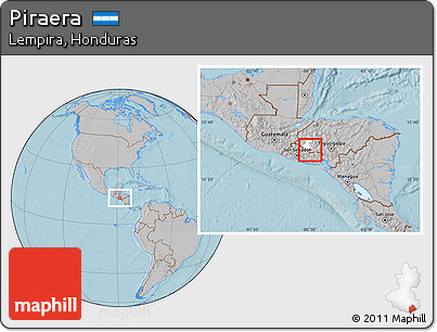 Gray Location Map of Piraera, highlighted parent region, hill shading