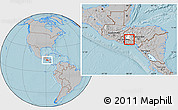 Gray Location Map of Piraera, highlighted parent region, hill shading