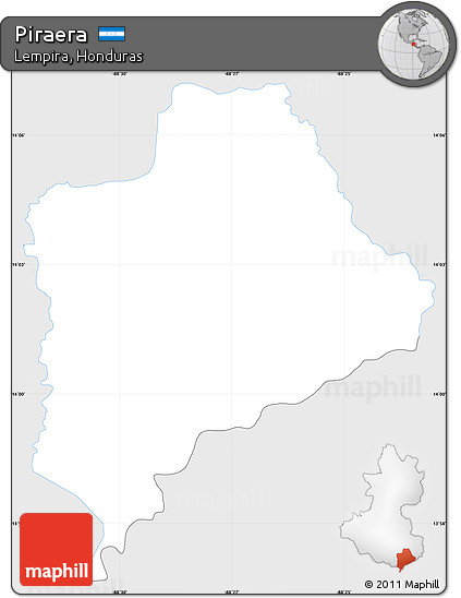 Silver Style Simple Map of Piraera, single color outside