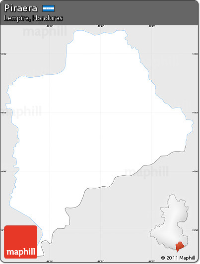 Silver Style Simple Map of Piraera, single color outside