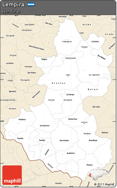 Classic Style Simple Map of Lempira