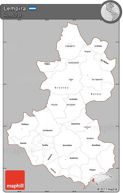 Gray Simple Map of Lempira, cropped outside