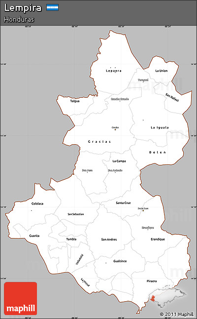 Gray Simple Map of Lempira, cropped outside