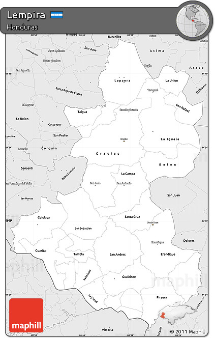 Silver Style Simple Map of Lempira