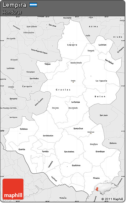 Silver Style Simple Map of Lempira