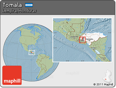 Savanna Style Location Map of Tomala, highlighted country, highlighted parent region, hill shading
