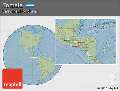 Savanna Style Location Map of Tomala, highlighted parent region, within the entire country, hill shading