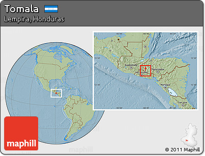 Savanna Style Location Map of Tomala, hill shading