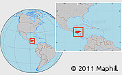 Gray Location Map of Honduras, within the entire continent