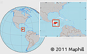 Gray Location Map of Honduras, highlighted continent, within the entire continent