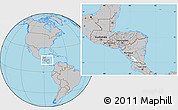 Gray Location Map of Honduras, hill shading inside