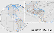 Gray Location Map of Honduras, lighten, desaturated, hill shading