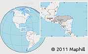 Gray Location Map of Honduras, lighten, land only