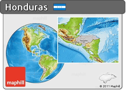 Gray Location Map of Honduras, physical outside