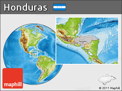 Gray Location Map of Honduras, physical outside