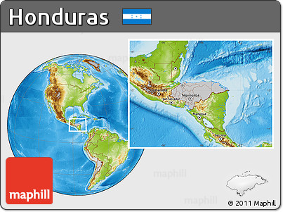 Gray Location Map of Honduras, physical outside