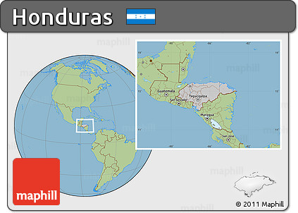 Gray Location Map of Honduras, savanna style outside