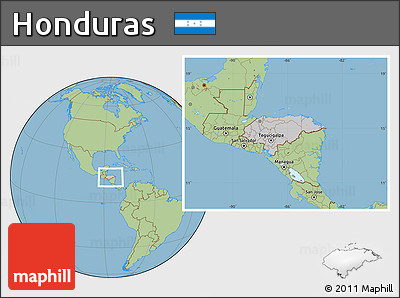 Gray Location Map of Honduras, savanna style outside