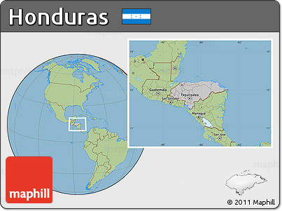 Gray Location Map of Honduras, savanna style outside