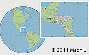 Gray Location Map of Honduras, savanna style outside, hill shading inside