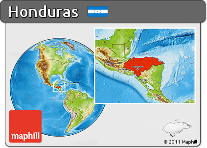 Physical Location Map of Honduras