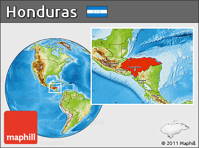Physical Location Map of Honduras