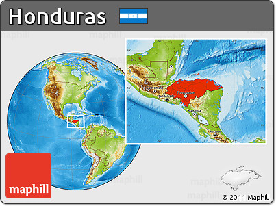 Physical Location Map of Honduras
