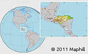 Physical Location Map of Honduras, gray outside