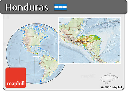 Physical Location Map of Honduras, lighten