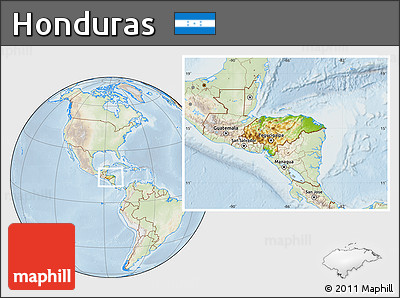 Physical Location Map of Honduras, lighten
