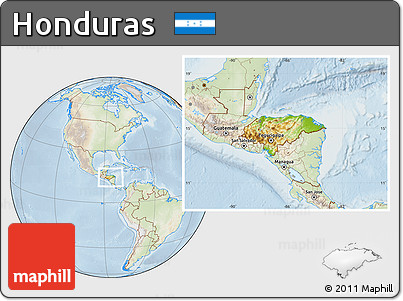 Physical Location Map of Honduras, lighten