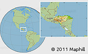 Physical Location Map of Honduras, savanna style outside