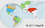 Political Location Map of Honduras, highlighted continent