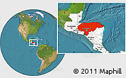 Satellite Location Map of Honduras, highlighted continent