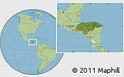 Satellite Location Map of Honduras, savanna style outside