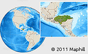 Satellite Location Map of Honduras, shaded relief outside