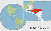 Savanna Style Location Map of Honduras, highlighted continent